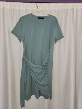 Knot-Detail Slate Blue T-Shirt Dress Size XL #soft #versatile #waist slimming